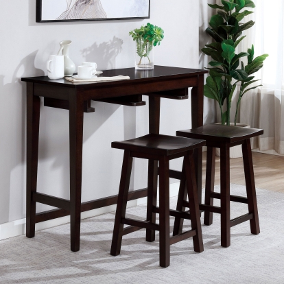 Elinor Transitional Espresso 3 Piece Bar Table Set Model CM3475EX-PT-3PK by Furniture of America