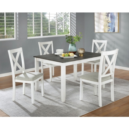 Anya Rustic Distressed White/Distressed Gray 5 Piece Dining Table Set Model CM3476WH-T-5PK by Furniture of America