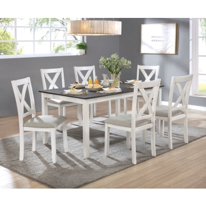 Anya Rustic Distressed White/Distressed Gray 7 Piece Dining Table Set Model CM3476WH-T-7PK by Furniture of America