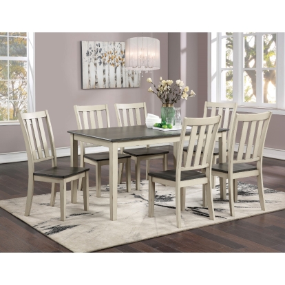 Frances Rustic Antique White/Gray 7 Piece Dining Table Set Model CM3478WH-T-7PC by Furniture of America