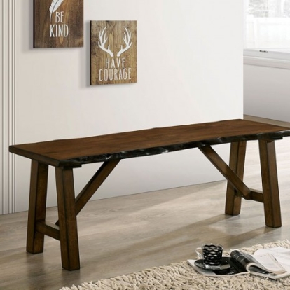 Furniture Of America Mapleton Rustic Solid Wood, Wood Veneer, Others Walnut Bench | CM3484BN