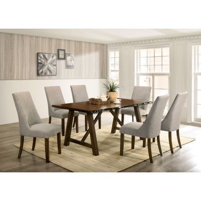 Mapleton Rustic Walnut 7 Piece Dining Table Set Model CM3484T-3114SC-7PC by Furniture of America
