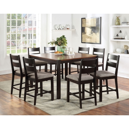 Valdor Transitional Dark Oak/Espresso 9 Piece Counter Height Table Set Model CM3495PT-9PC by Furniture of America