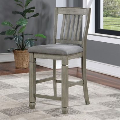 Furniture Of America Anaya Transitional Fabric, Solid Wood, Wood Veneer, Others Gray/Light Gray Counter Ht. Chair | CM3512GY-PC-2PK
