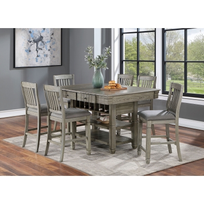 Anaya Transitional Gray/Light Gray 7 Piece Counter Height Table Set Model CM3512GY-PT-7PC by Furniture of America