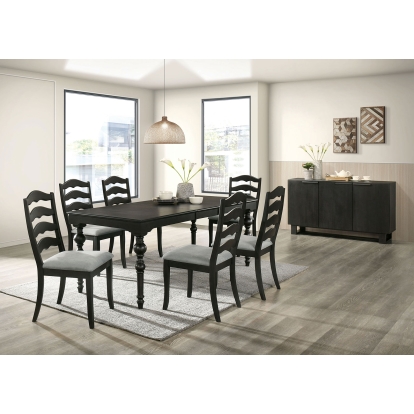 Philipsburg Transitional Antique Black 7 Piece Dining Table Set Model CM3513BK-T-7PC by Furniture of America