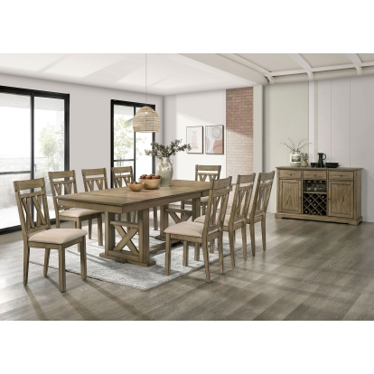 Templemore Rustic Light Brown/Beige 7 Piece Dining Table Set Model CM3514BR-T-7PC by Furniture of America