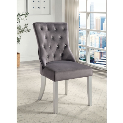 Regensdorf Glam Metallic Silver/Dark Gray Side Chair Model CM3516GY-SC-2PK by Furniture of America