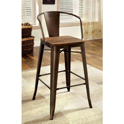 Cooper Industrial Dark Bronze/Dark Oak Counter Height Chair (Set of 2) Model CM3529PC-2PK by Furniture of America