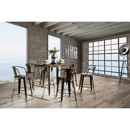 Cooper Industrial Dark Bronze/Dark Oak Counter Height Table Model CM3529PT by Furniture of America
