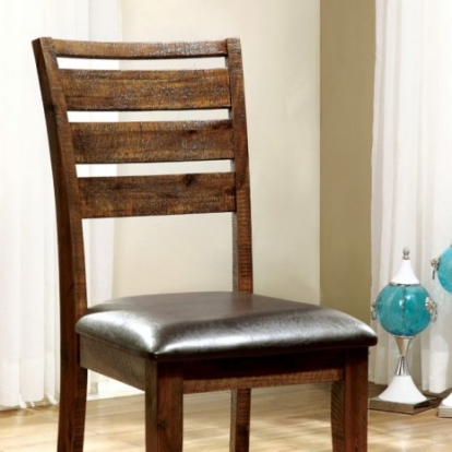 Furniture of America Oxley Transitional Leatherette Solid with Wood Dark Oak Side Chair (2-Box) Model CM3536SC-2PK