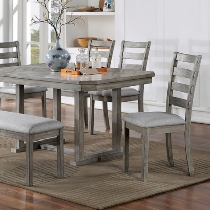 Furniture of America Laquila Rustic Solid with Wood Veneer Gray Dining Table Model CM3542GY-T