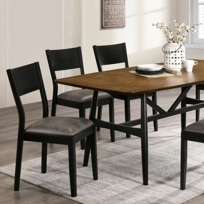 Furniture of America Oberwil Mid-Century Modern Solid with Wood Veneer Antique Oak-Black Dining Table Model CM3548A-T