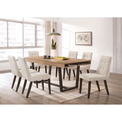 Gottingen Contemporary Medium Oak/Dark Walnut/Beige Dining Table Model CM3549A-T by Furniture of America