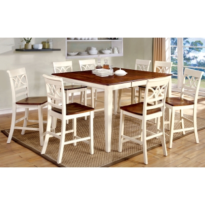 Torrington Transitional Vintage White/Cherry 7 Piece Counter Height Dining Table Set Model CM3552WC-PT-7PC by Furniture of America