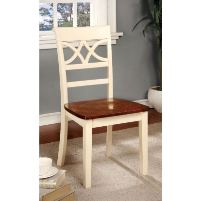 Torrington Transitional Vintage White/Cherry Side Chair (Set of 2) Model CM3552WC-SC-2PK by Furniture of America