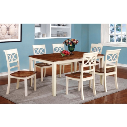 Torrington Transitional Vintage White/Cherry 7 Piece Dining Table Set Model CM3552WC-T-7PC by Furniture of America