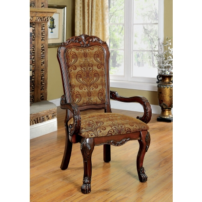 Medieve Traditional Brown/Cherry Arm Chair Model CM3557CH-AC-2PK by Furniture of America