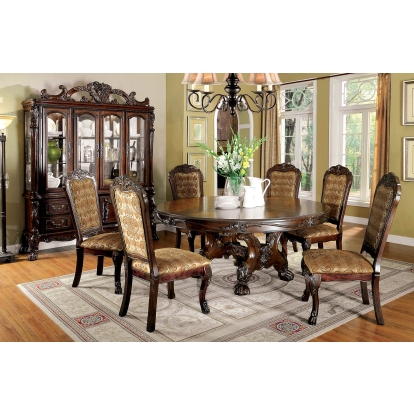 Medieve Traditional Cherry Round Dining Table Model CM3557CH-RT-TABLE by Furniture of America