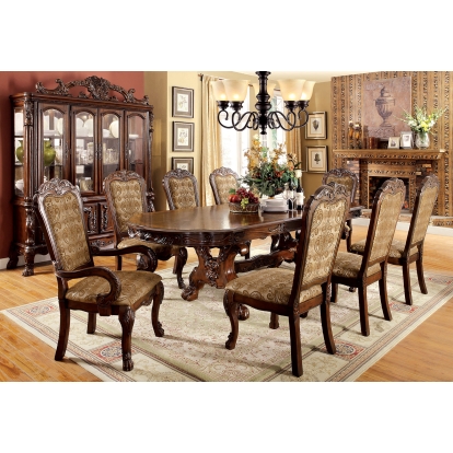 Medieve Traditional Cherry 7 Piece Dining Table Set (Includes 2 Arm Chairs & 4 Side Chairs) Model CM3557CH-T-7PC by Furniture of America