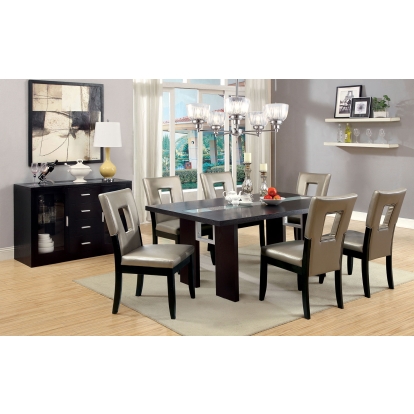 Luminar Contemporary Black/Beige 7 Piece Dining Table Set Model CM3559T-7PC-3320 by Furniture of America