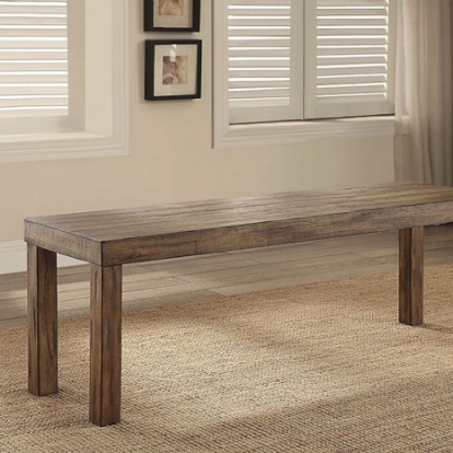 Furniture Of America Colettte Rustic Solid Wood, Wood Veneer, Others Rustic Oak 58" Small Bench | CM3562BN-S