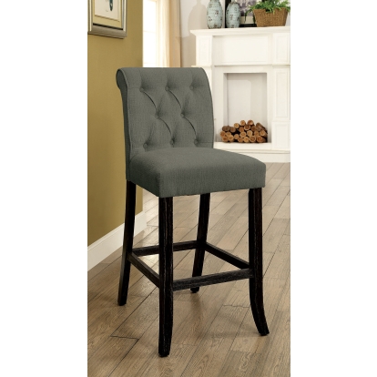 Sania Rustic Gray/Antique Black Bar. Chair Model CM3564GY-BC-2PK by Furniture of America