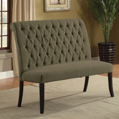 Furniture of America Mashall Rustic Linen-Like Solid with Wood Antique Black-Gray Love Seat Bench Model CM3564GY-BN