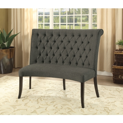 Nerissa Rustic Antique Black/Gray Round Loveseat Bench Model CM3564GY-RBN by Furniture of America