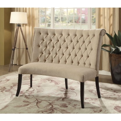 Nerissa Rustic Antique Black/Beige Round Loveseat Bench Model CM3564RBN by Furniture of America