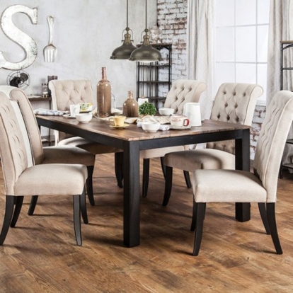 Furniture of America Marshall Rustic Solid with Wood Veneer Rustic Oak Dining Table Model CM3564T