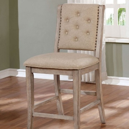 Furniture of America Ledyard Rustic Fabric Solid with Wood Veneer Rustic Natural Tone Counter Ht. Side Chair (2-Ctn) Model CM3576PC-2PK