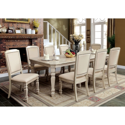 Holcroft Transitional Antique White/Ivory 7 Piece Dining Table Set Model CM3600T-7PC by Furniture of America