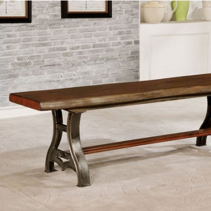 Furniture of America Leann Industrial Metal Solid with Wood Veneer Brown Cherry-Dark Gray Bench Model CM3601BN-PK