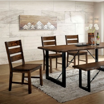 Furniture of America Dulce Industrial Metal Solid with Wood Veneer Walnut-Black Dining Table Model CM3604T