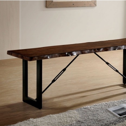 Furniture Of America Dulce Industrial Metal, Solid Wood, Wood Veneer, Others Walnut/Black Bench | CM3604BN