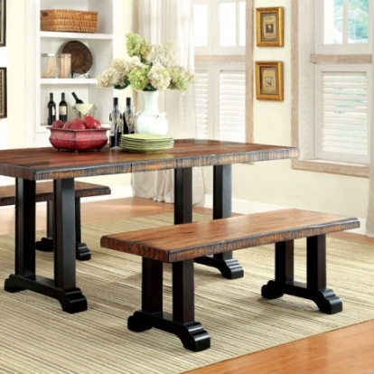 Furniture of America Gregory Industrial Solid with Wood Veneer Tobacco Oak Dining Table Model CM3605T