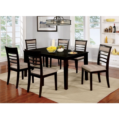 Fafnir Transitional Espresso/Beige 7 Piece Dining Table Set Model CM3607EX-T-7PK by Furniture of America