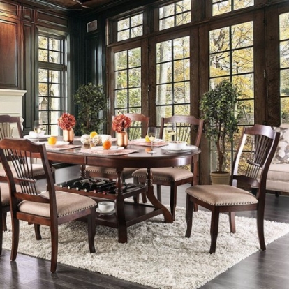Furniture of America Jordyn Transitional Solid with Wood Veneer Brown Cherry Dining Table Model CM3626T
