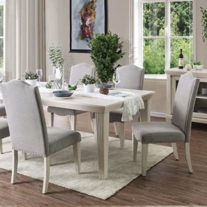 Furniture of America Daniella Transitional Solid with Wood Veneer Antique White-Gray Dining Table Model CM3630T