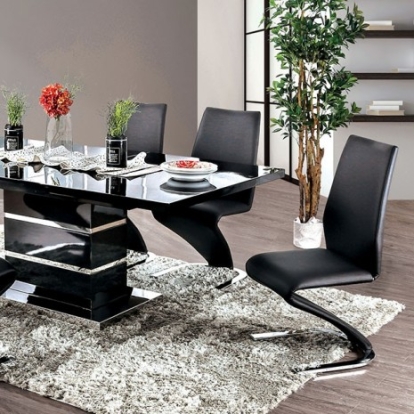 Furniture of America Midvale Contemporary Leatherette Metal Black-Chrome Dining Table Model CM3650BK-T-TABLE