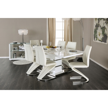 Midvale Contemporary White/Chrome 7 Piece Dining Table Set Model CM3650T-7PC by Furniture of America