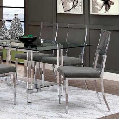 Furniture of America Casper Contemporary Acrylic Glass Metal Chrome Dining Table Model CM3654T-TABLE
