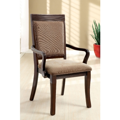 Woodmont Transitional Walnut/Brown Arm Chair (Set of 2) Model CM3663AC-2PK by Furniture of America