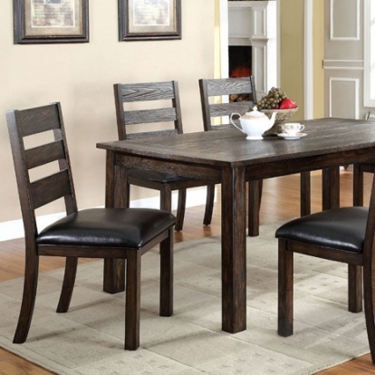 Furniture of America Edmonton Rustic Solid with Wood Veneer Dark Oak Dining Table Model CM3680T