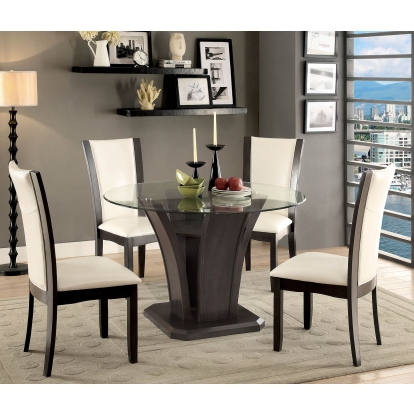 Manhattan Contemporary Gray Round Dining Table Model CM3710GY-RT-TABLE by Furniture of America
