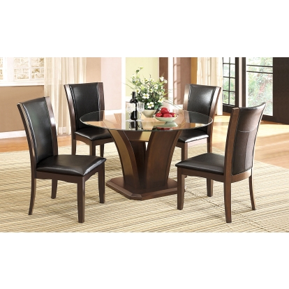 Manhattan Contemporary Brown Cherry Round Dining Table Model CM3710RT-TABLE by Furniture of America