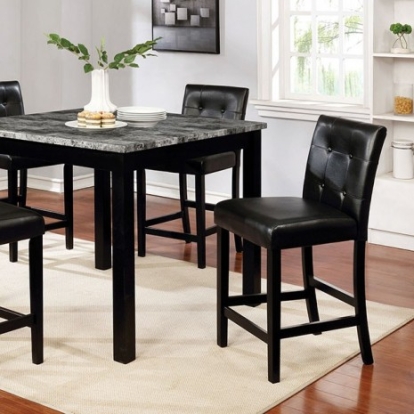 Furniture of America Wildrose Transitional Leatherette Marble Solid with Wood Veneer Gray-Black 5 Pc. Counter Ht. Set Model CM3712PT-5PK-CHAIR