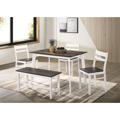 Debbie Transitional Gray/White 5 Piece Dining Table Set with Bench Model CM3714GY-T-BN-5PK by Furniture of America
