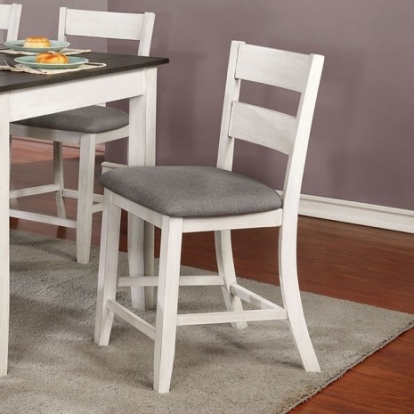 Furniture Of America Anadia Rustic Linen-Like, Solid Wood, Wood Veneer, Others Antique White/Gray Counter Ht. Side Chair (2/Ctn) | CM3715PC-2PK